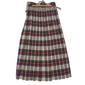 Jeremy Scott A-Line Skirt Pleated 100% Wool Tartan Plaid